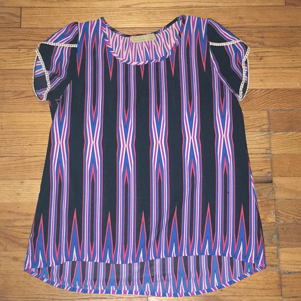 Vertical Striped Scoop-neck Blouse